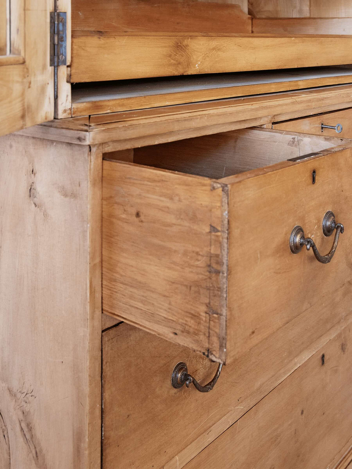 antique English victorian pine linen press
