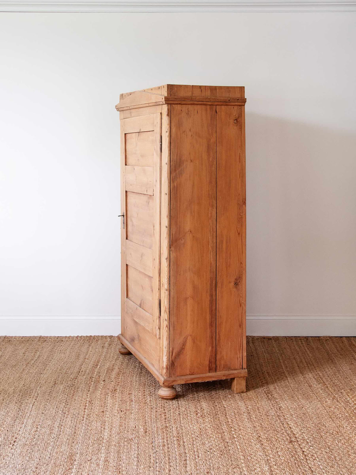 Antique European Rustic Pine Single-Door Armoire | 1800s