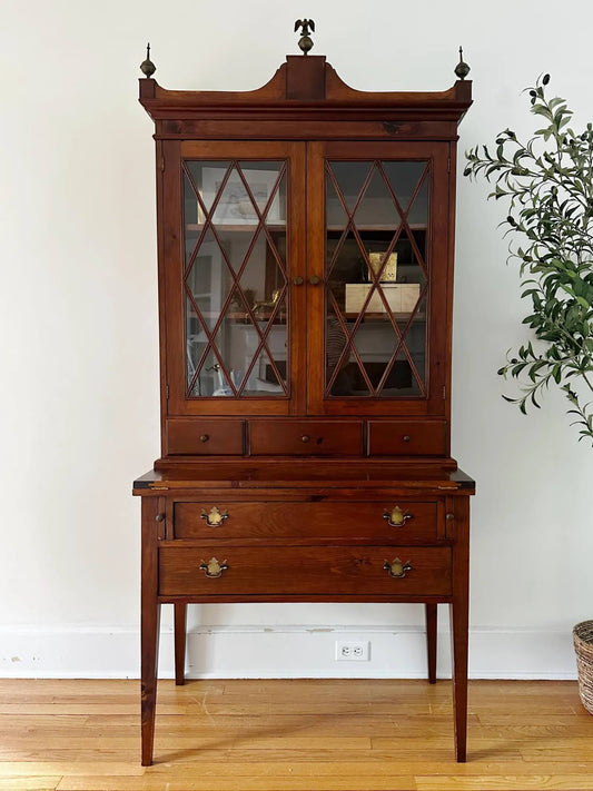 Antique Federal Bookcase with Drop Down Desk - 1800s