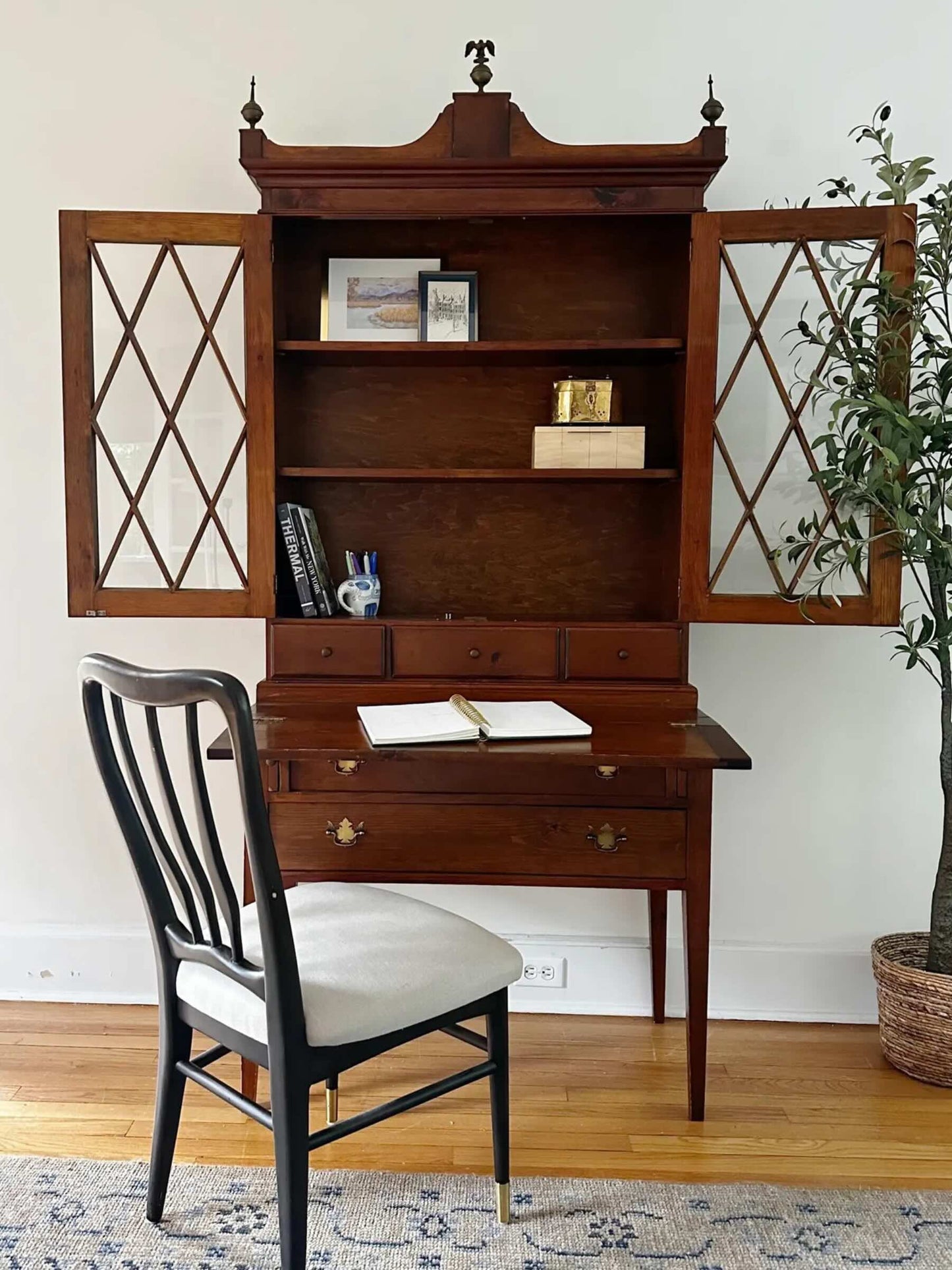 Antique Federal Bookcase with Drop Down Desk - 1800s