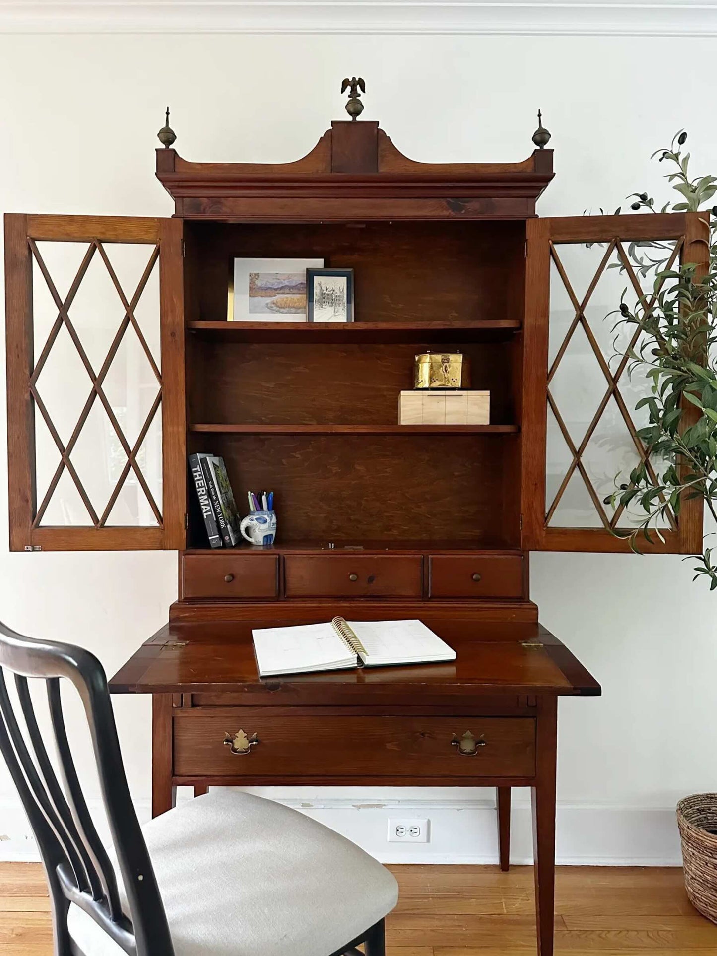 Antique Federal Bookcase with Drop Down Desk - 1800s