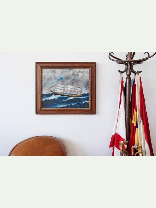 painting of a ship on the ocean
