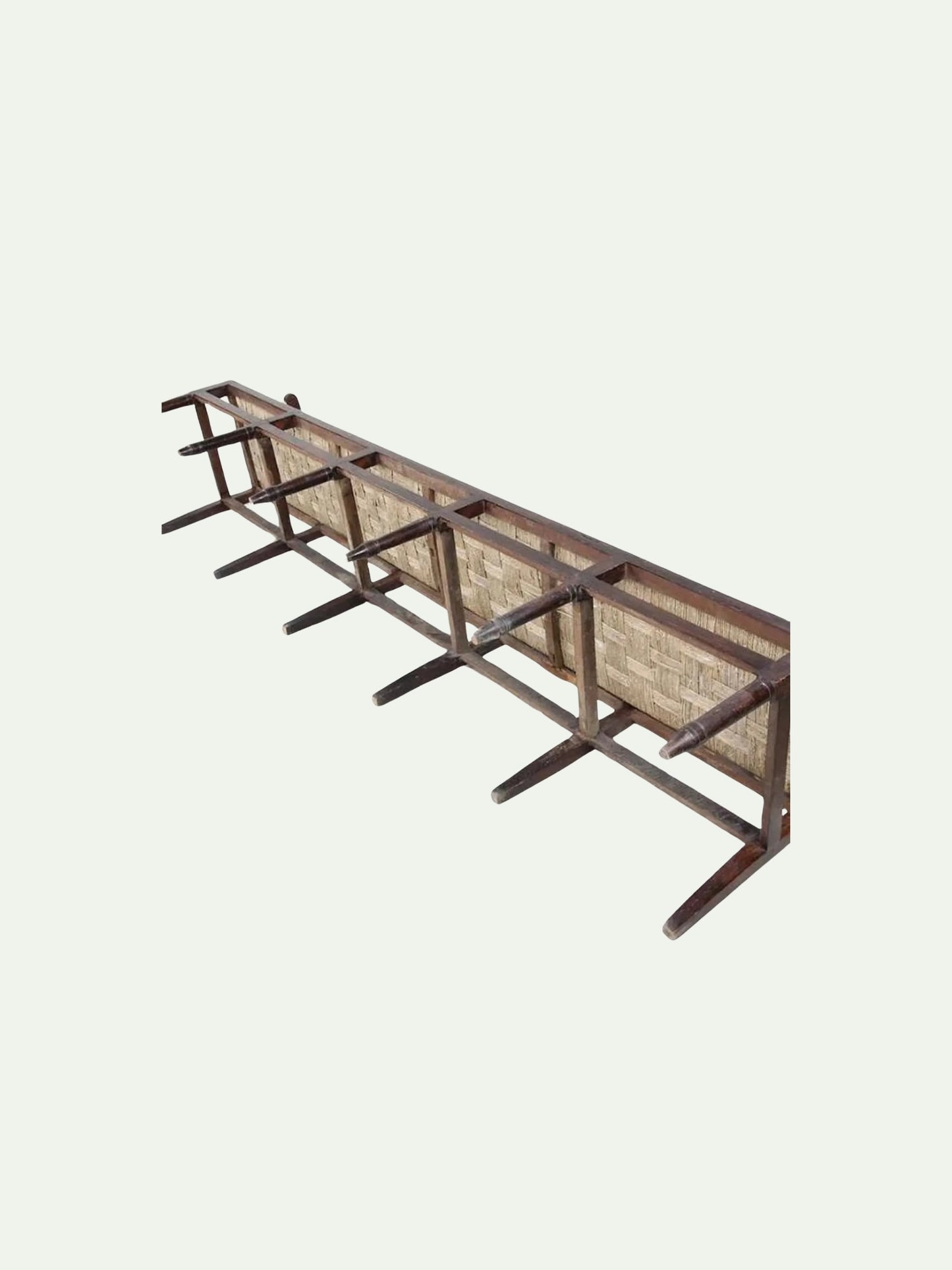 Antique Neoclassical Carved Lyre-Back Hall Bench With Rush Seat | Five-Seat Dining or Entry Bench