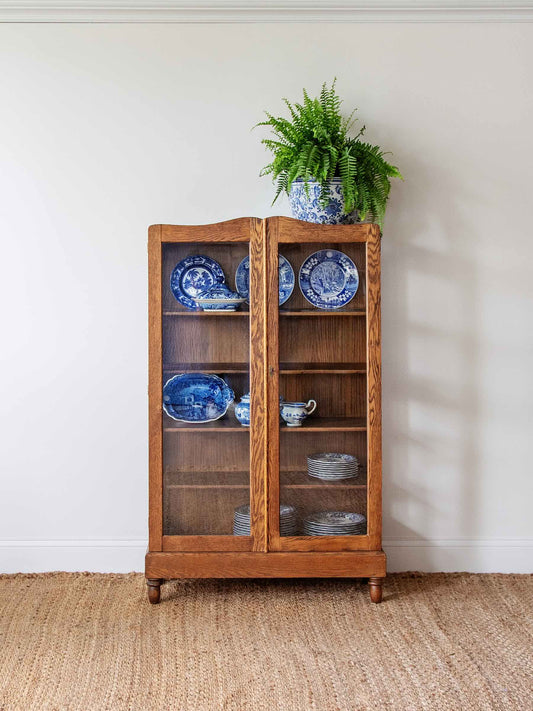 Antique Oak and Glass Display Case