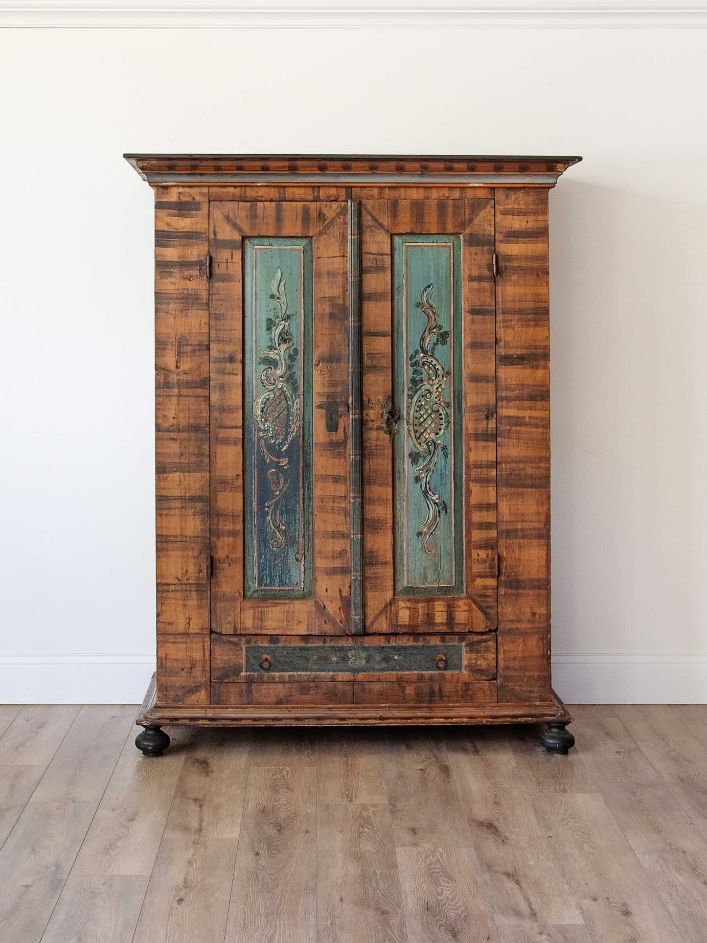 Antique Tyrolean Hand-Painted Bauernschrank with Faux-Bois Finish | ca. 1790s