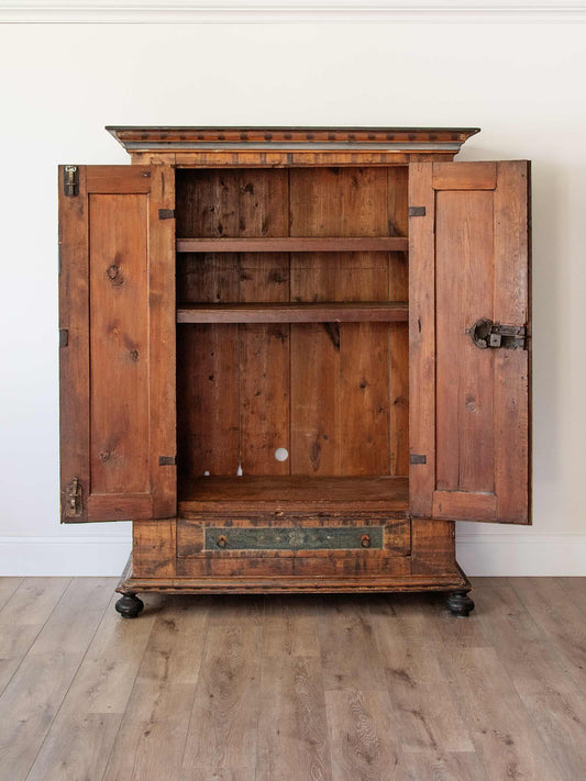 Antique Tyrolean Hand-Painted Bauernschrank with Faux-Bois Finish | ca. 1790s