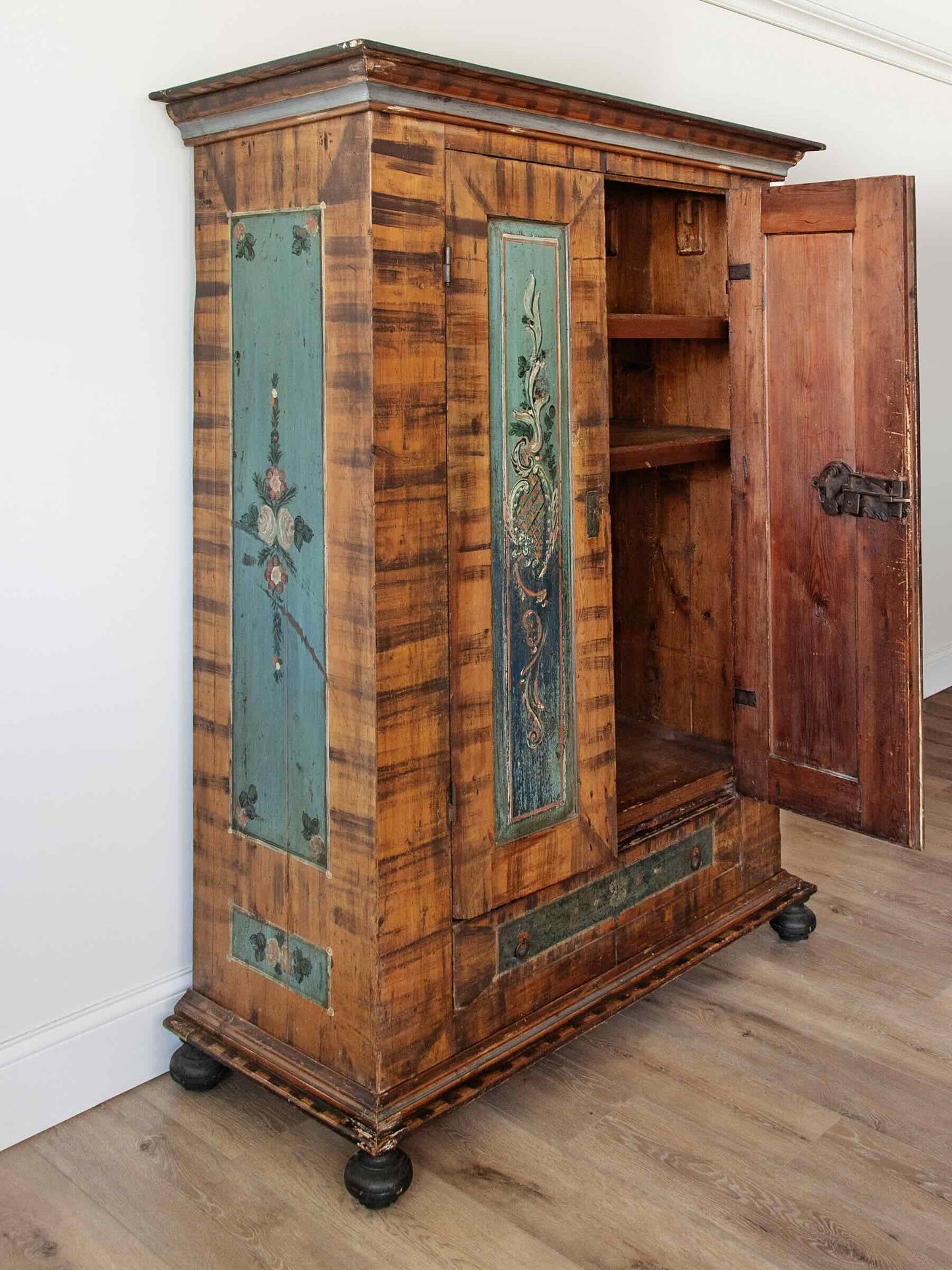 Antique Tyrolean Hand-Painted Bauernschrank with Faux-Bois Finish | ca. 1790s