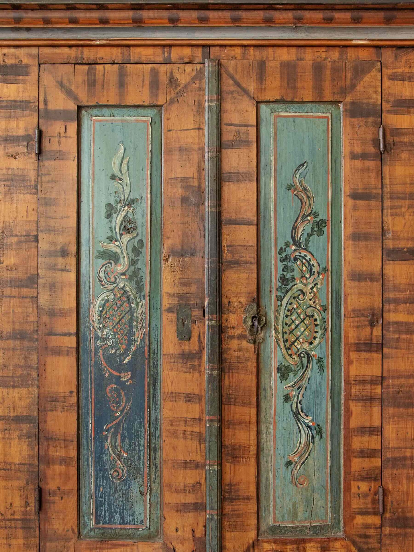 Antique Tyrolean Hand-Painted Bauernschrank with Faux-Bois Finish | ca. 1790s