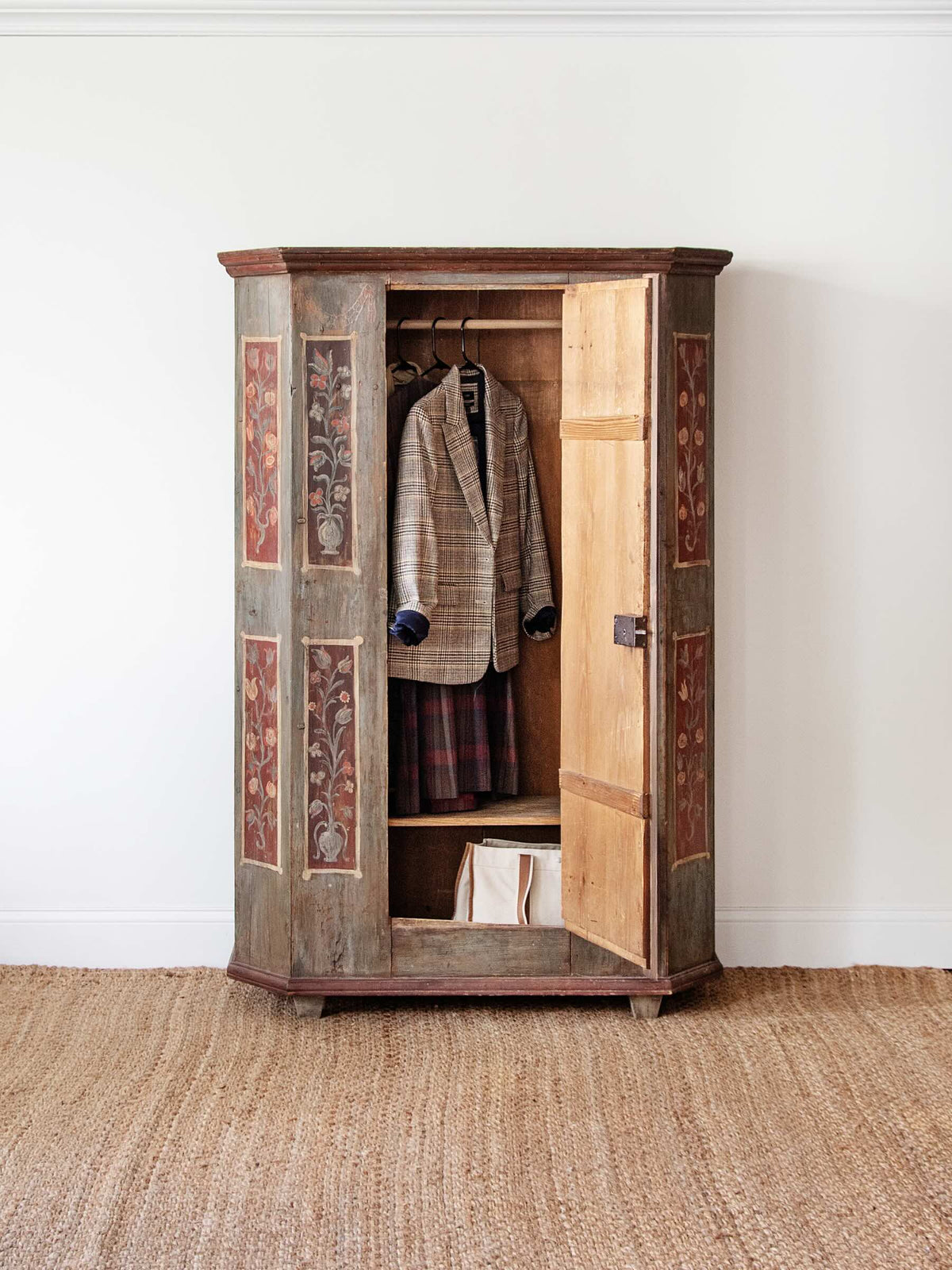 Antique Tyrolean Painted Bauernschrank Armoire, Dated 1820 – Austrian Folk Art Wardrobe