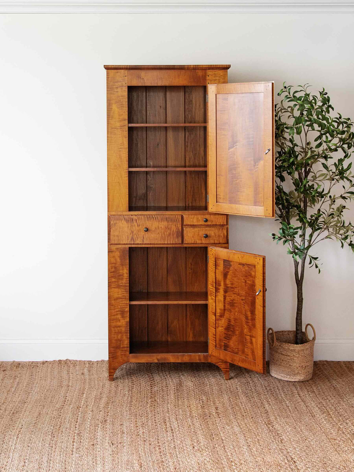tall walnut wood cabinet