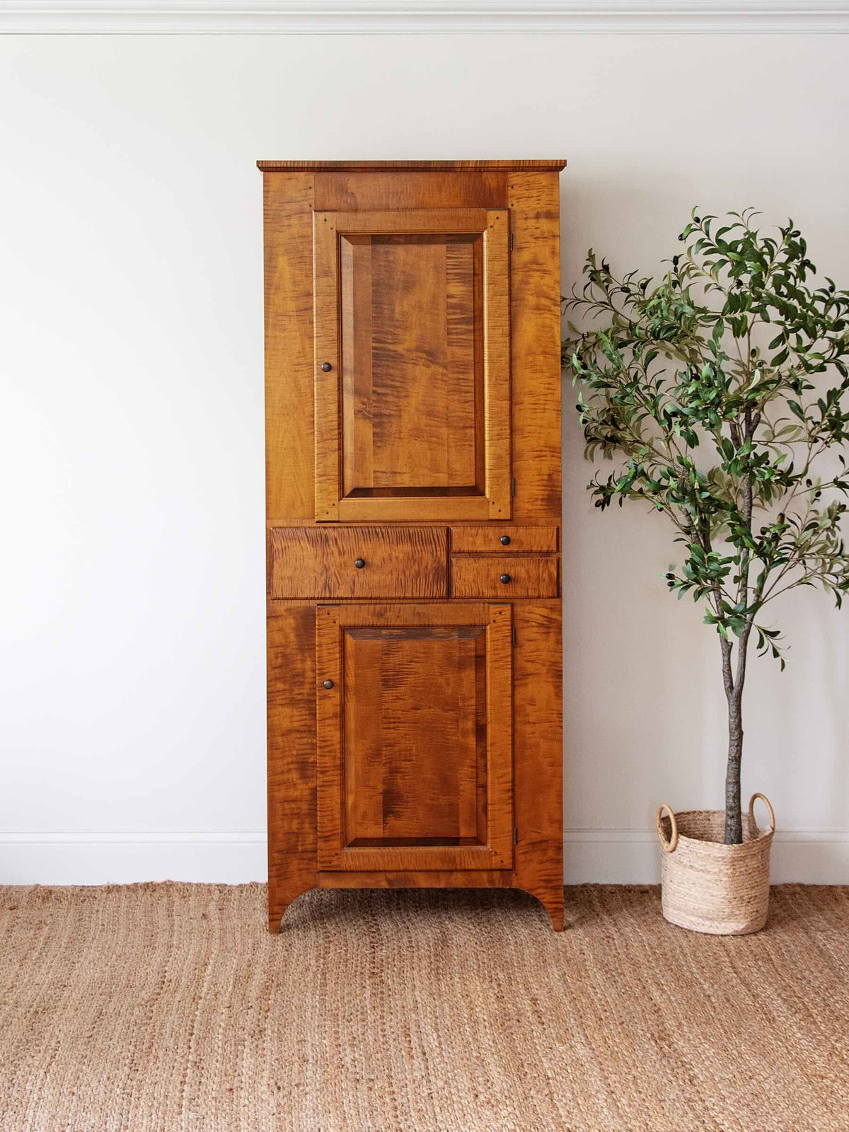tall walnut wood cabinet