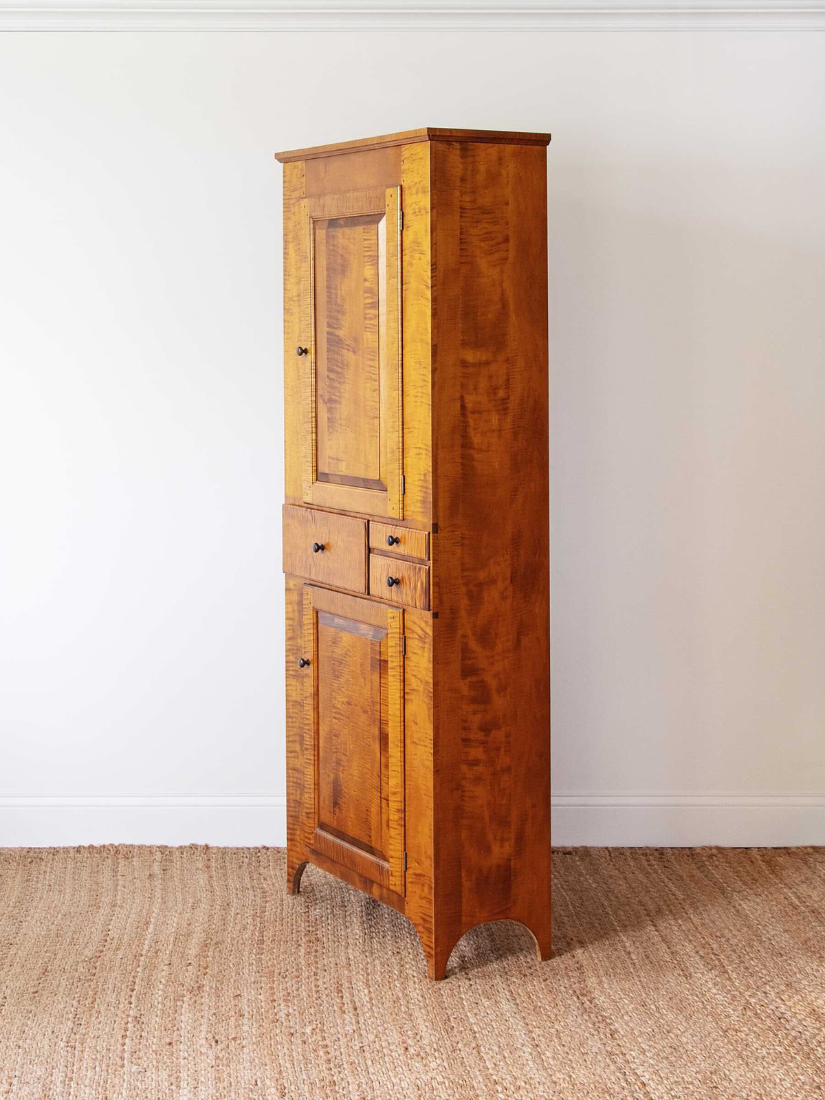 tall walnut wood cabinet