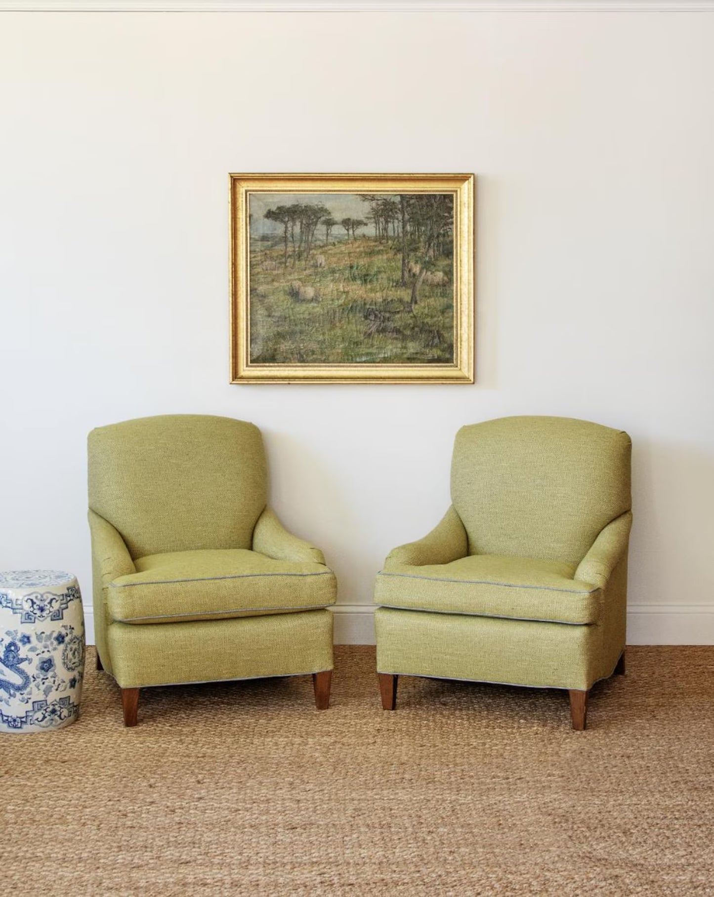 Custom Upholstered English Roll Arm Chairs - PAIR