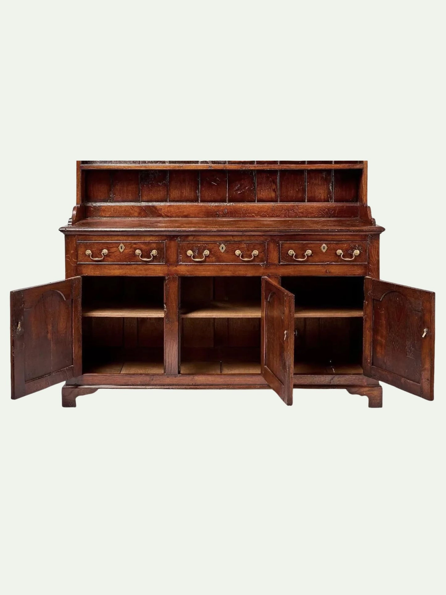 Early 19th-Century English Oak Welsh Cupboard With Open Plate Rack | Ca. 1800–1820