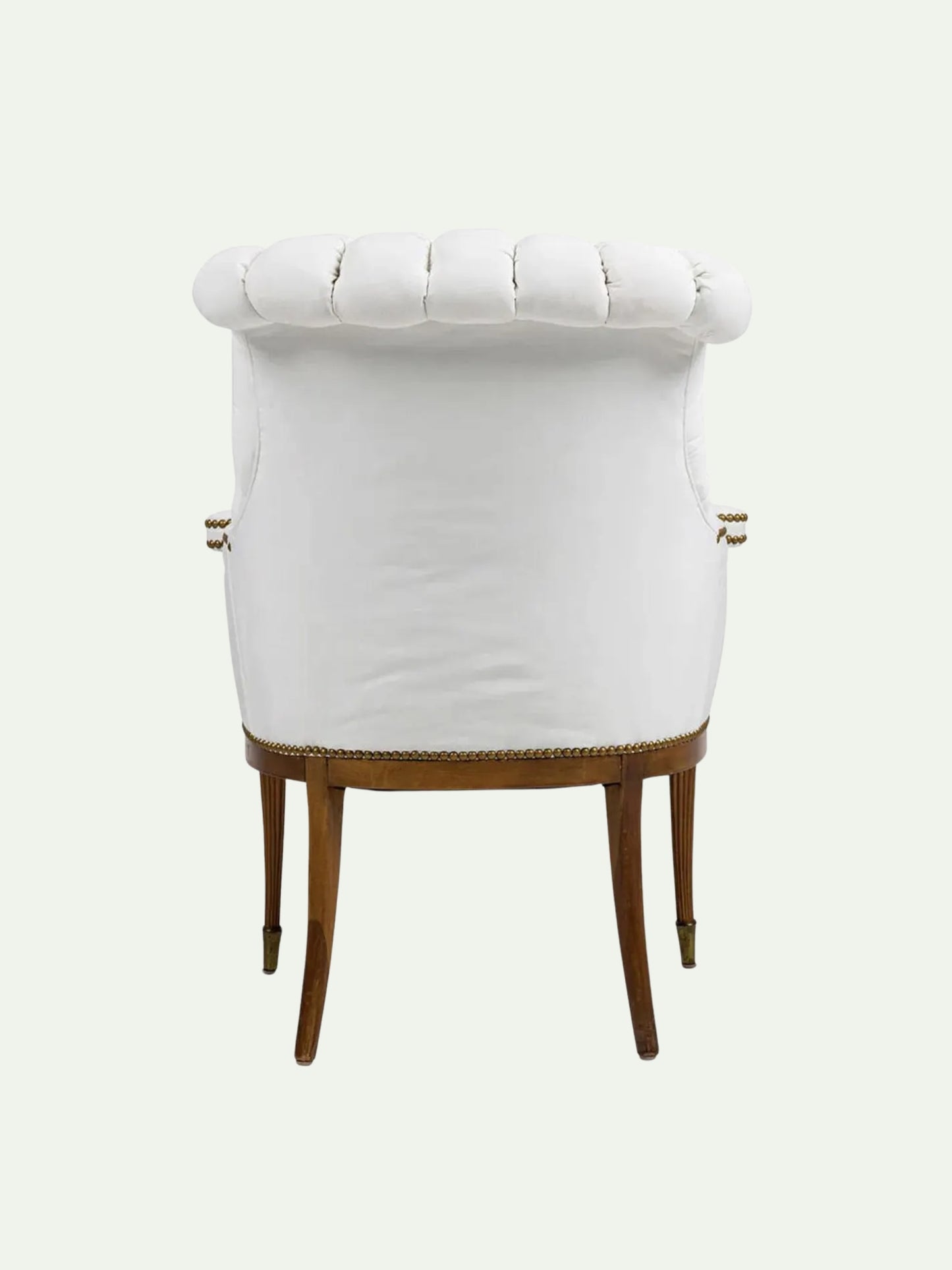 Pair of Grosfeld House Style Tufted Wingback Armchairs in Ivory Linen