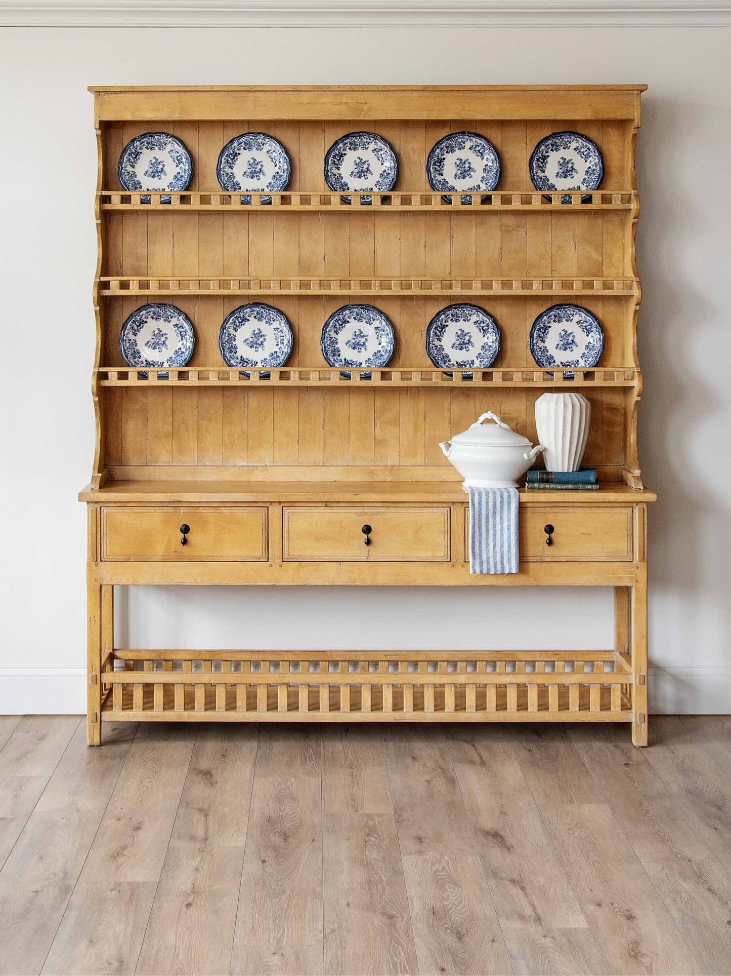 Guy Chaddock Country French Plate Rack Hutch | English Farmhouse Painted Pine Dresser