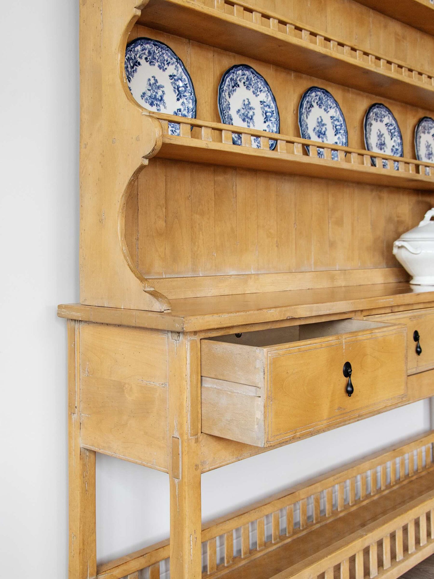 Guy Chaddock Country French Plate Rack Hutch | English Farmhouse Painted Pine Dresser