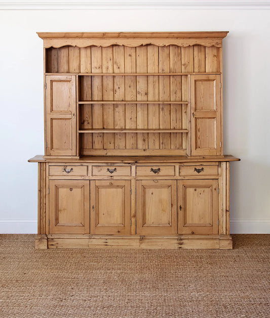 Large Antique English Pine Welsh Dresser | 1880s