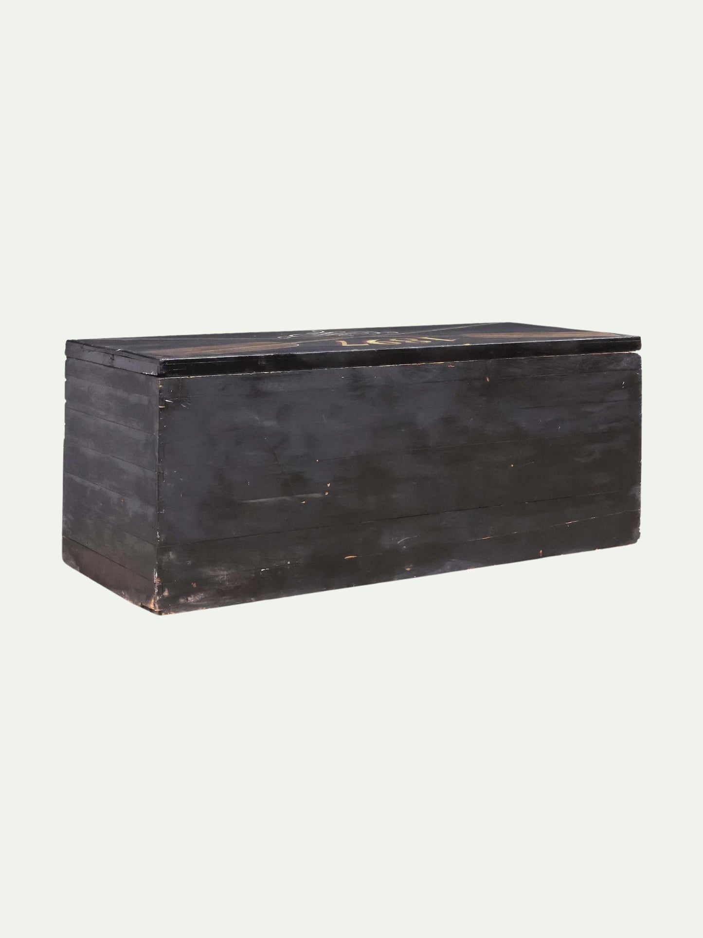 Monumental 1897 Continental Painted Heraldic Chest with Crossed Oars