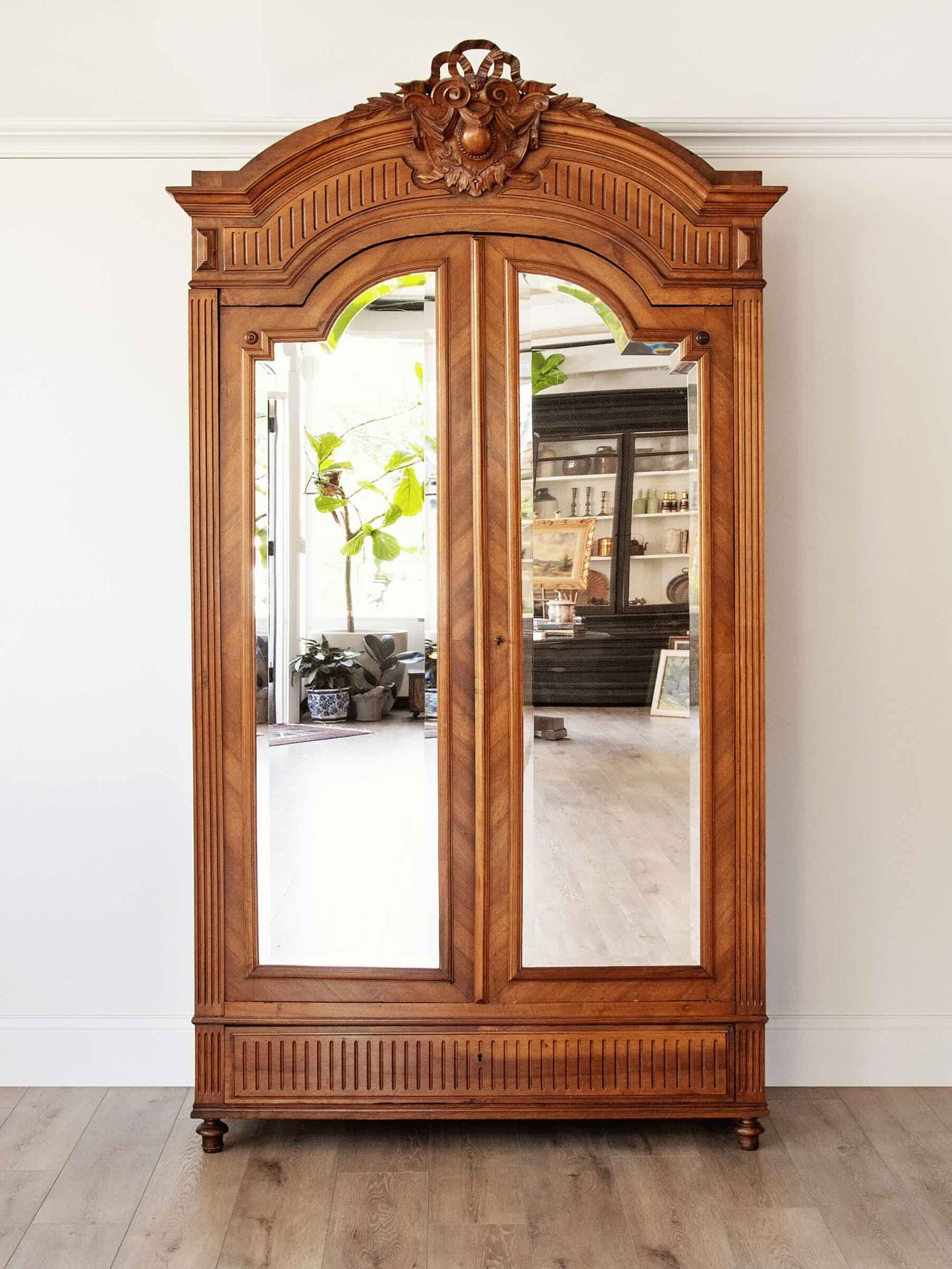 Monumental Antique Carved Oak Armoire