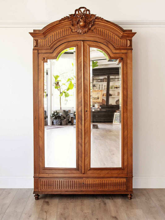Monumental Antique Carved Oak Armoire