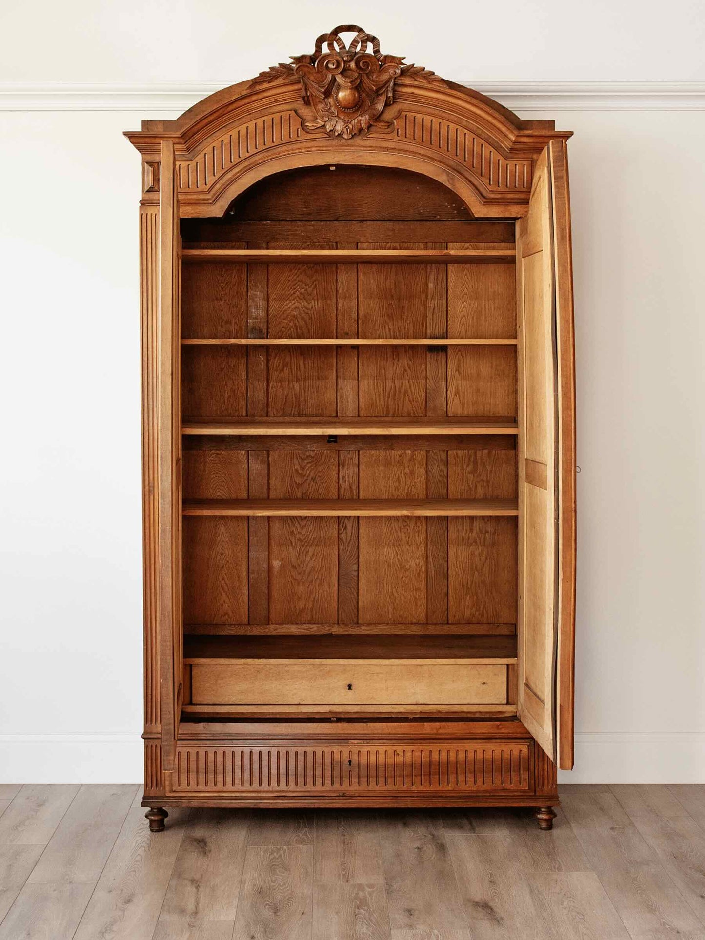 Monumental Antique Carved Oak Armoire