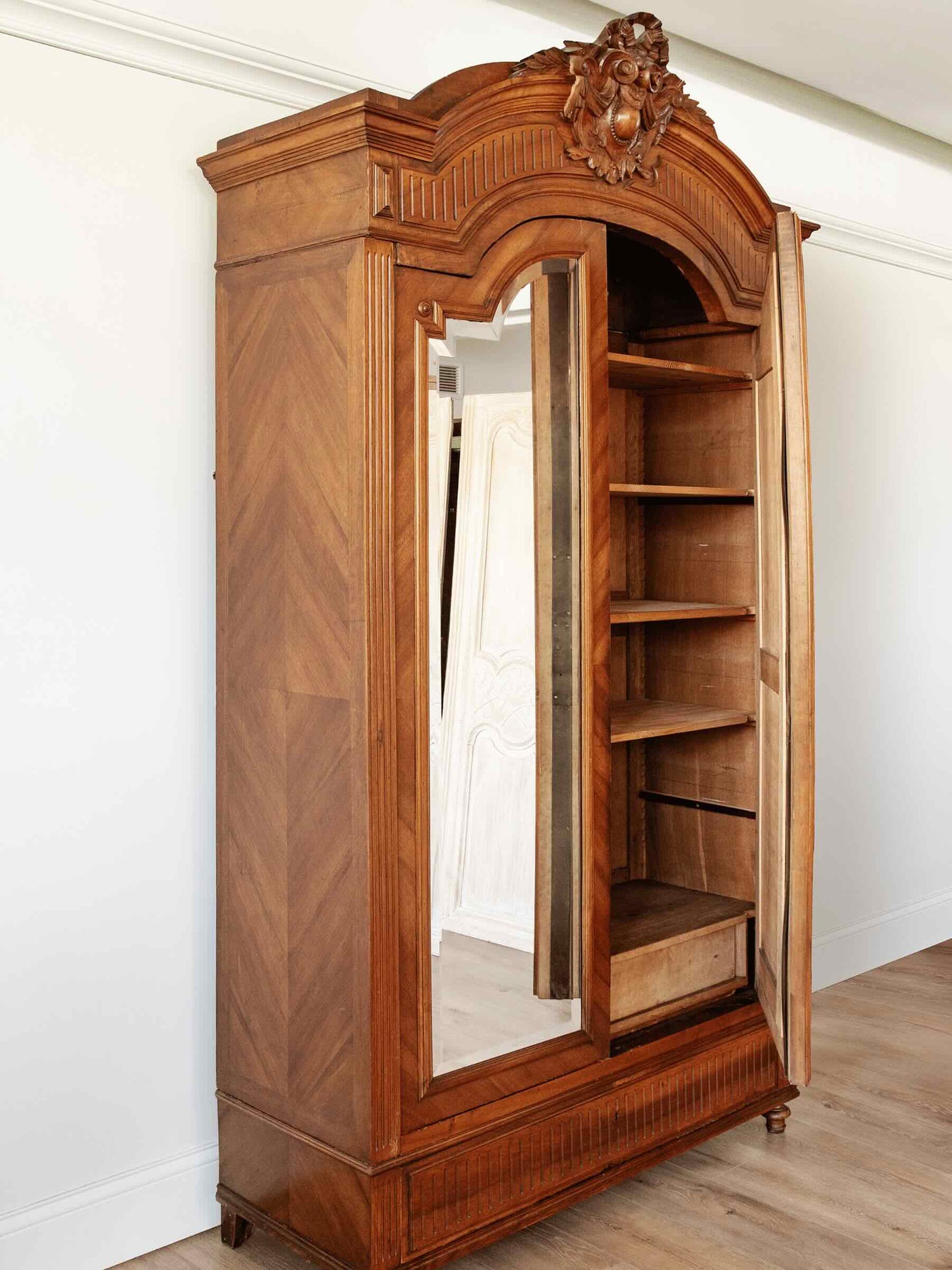 Monumental Antique Carved Oak Armoire