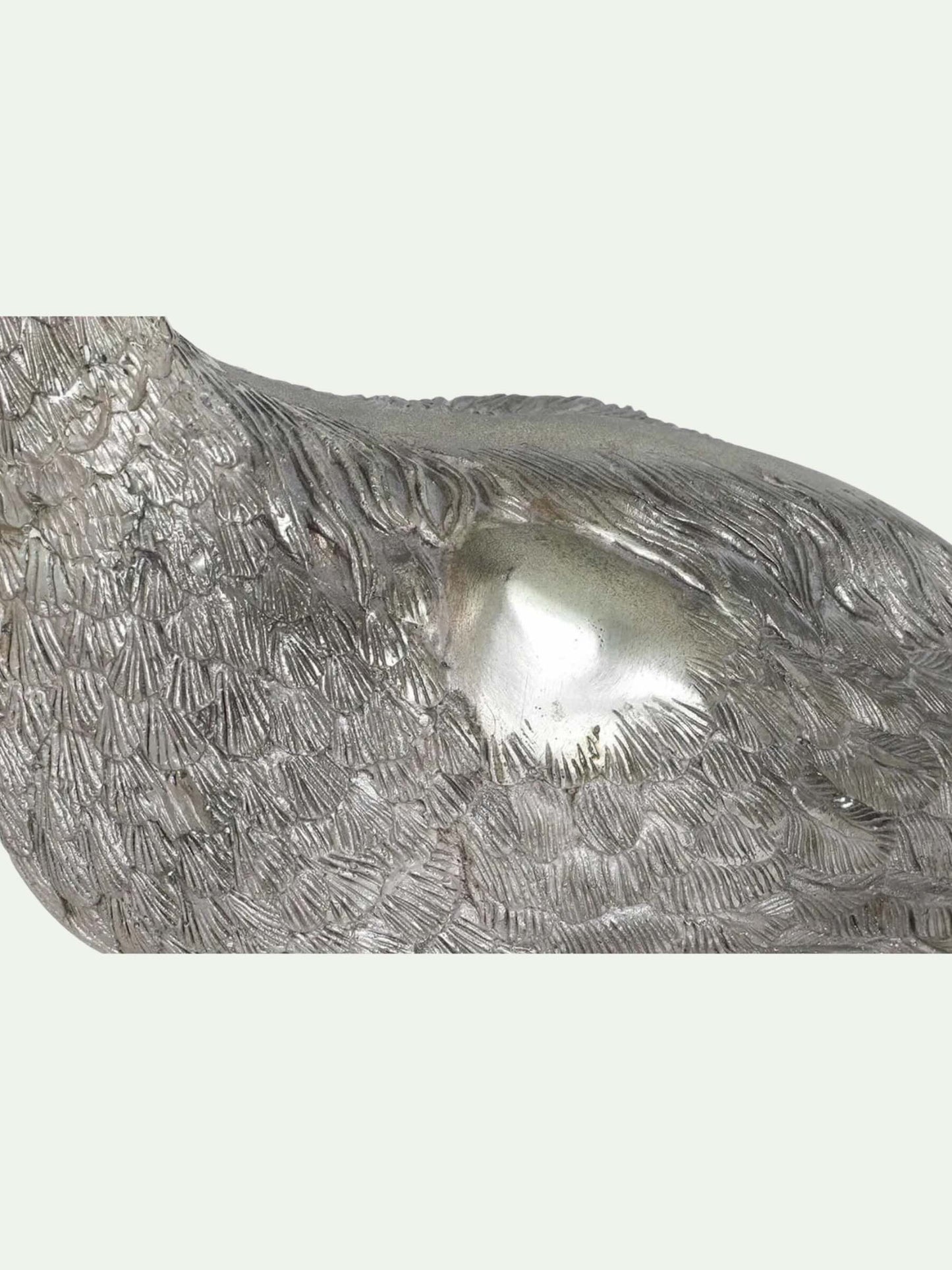 Monumental Pair of Silvered Crane Sculptures on Wooden Plinth Bases | 20th Century
