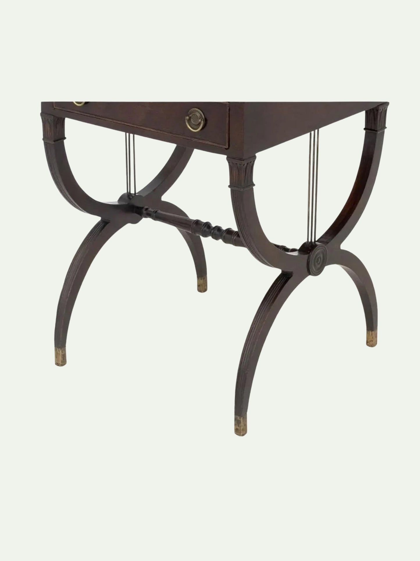 Pair of Regency Mahogany Leather-Top Side Tables with Lyre Bases | ca. 1830