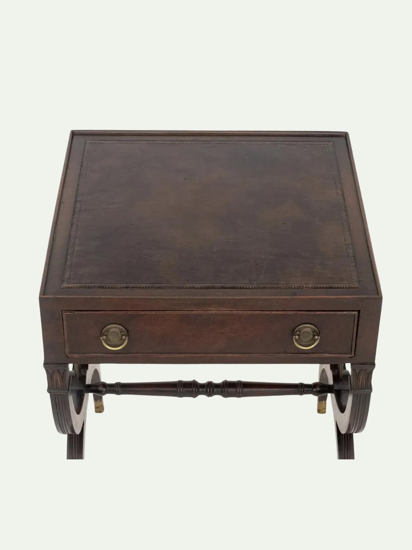 Pair of Regency Mahogany Leather-Top Side Tables with Lyre Bases | ca. 1830