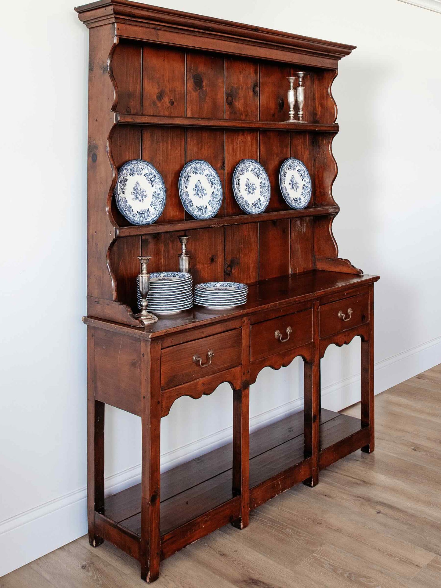 Petite Antique Oak Welsh Dresser with Plate Rack