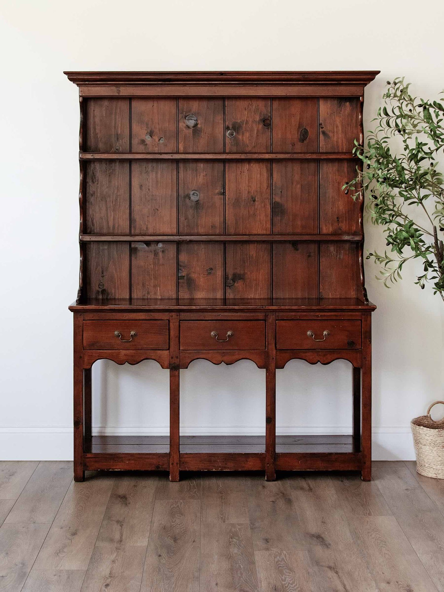 Petite Antique Oak Welsh Dresser with Plate Rack