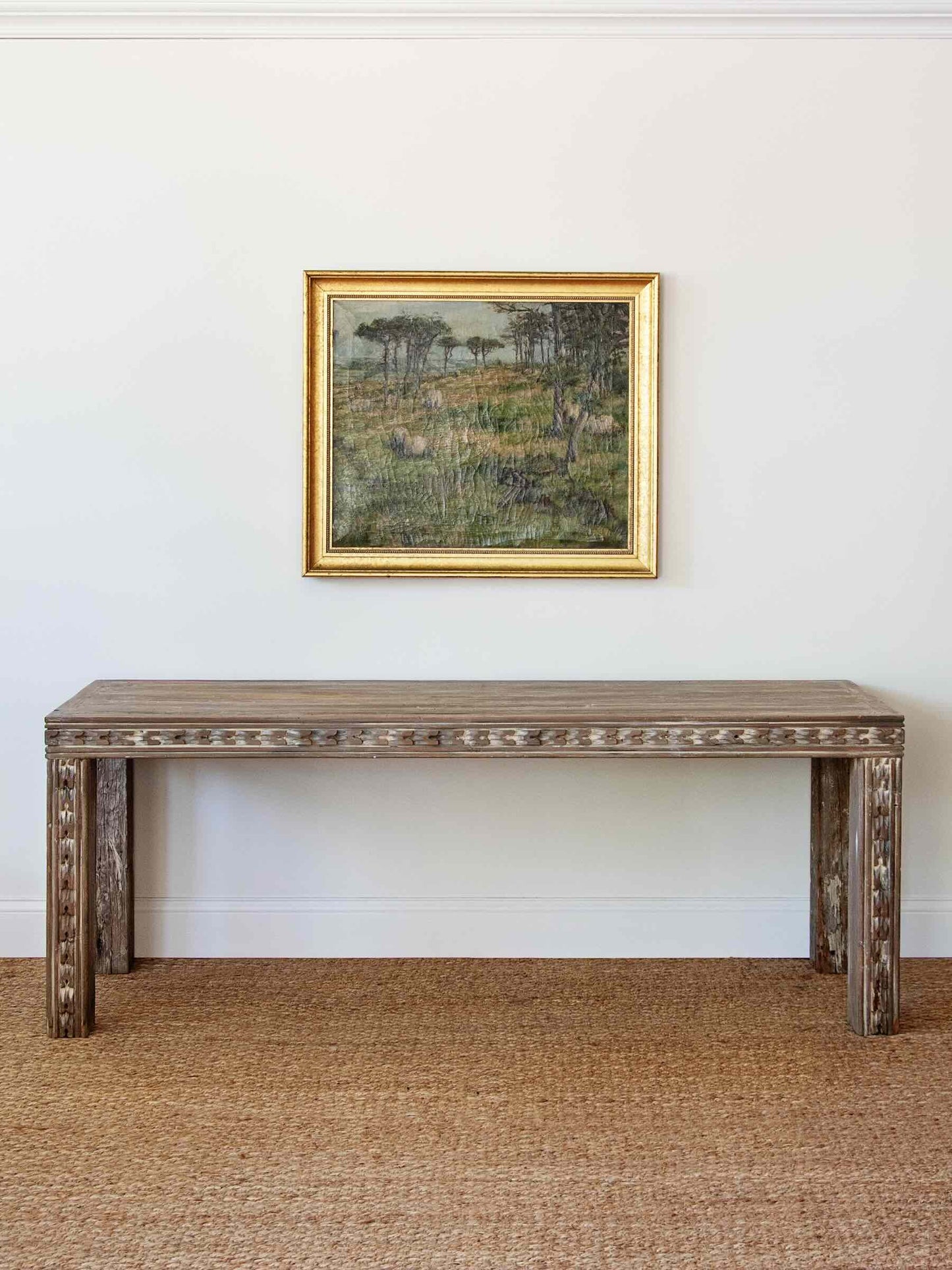 Primitive Chip-Carved Solid Wood Dining Table
