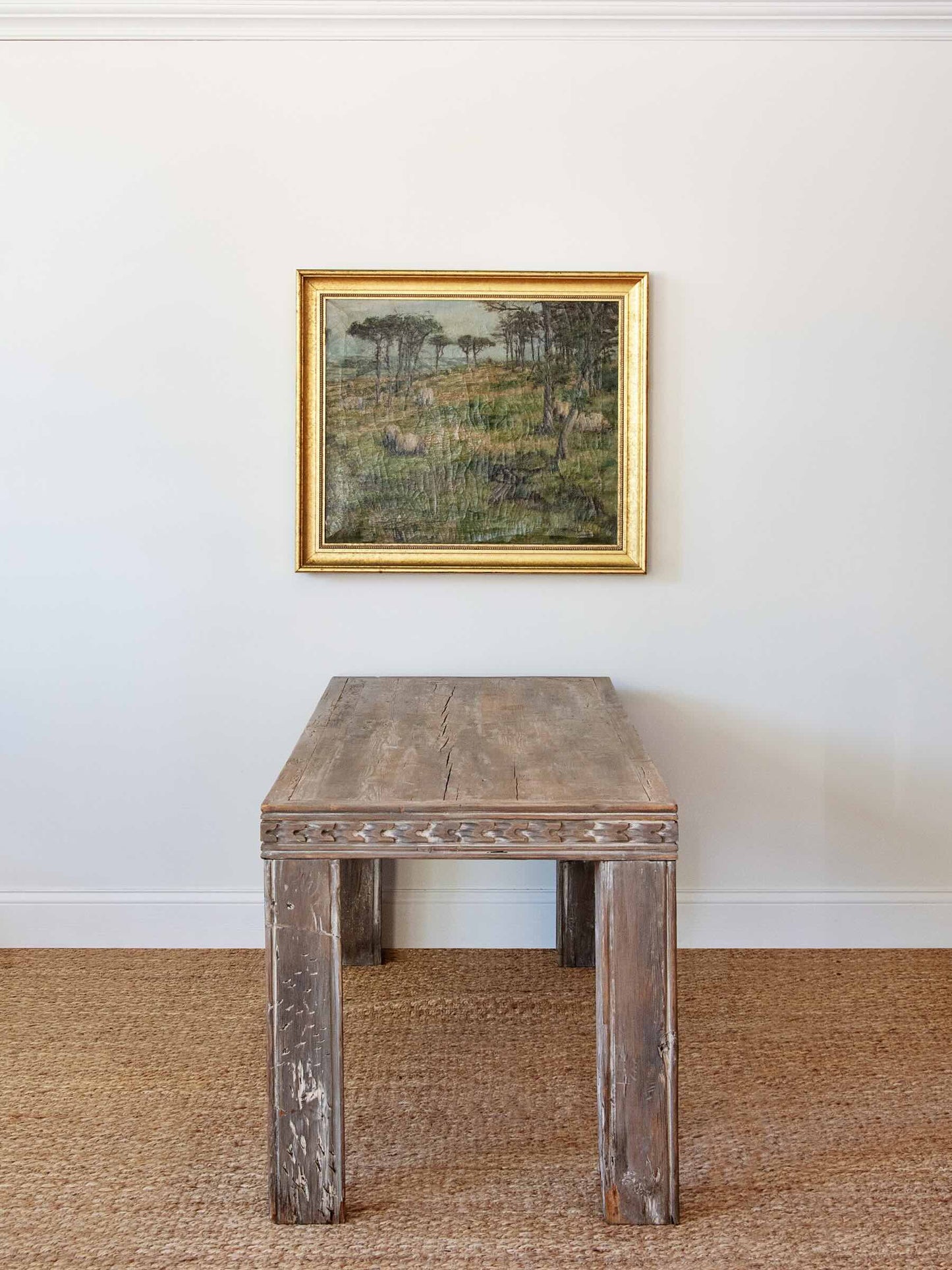 Primitive Chip-Carved Solid Wood Dining Table