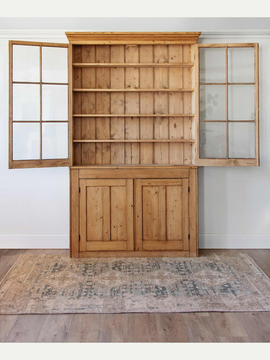 rustic pine country cabinet with glazed doors