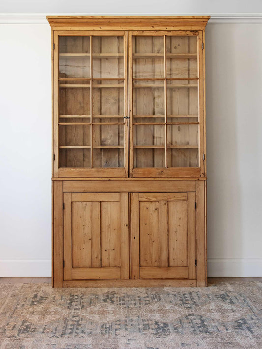 rustic pine country cabinet with glazed doors