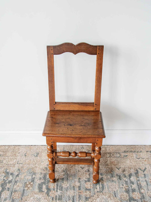 Set of 6 Antique Oak Dining Chairs with Turned Legs | 1800s Farmhouse Chairs