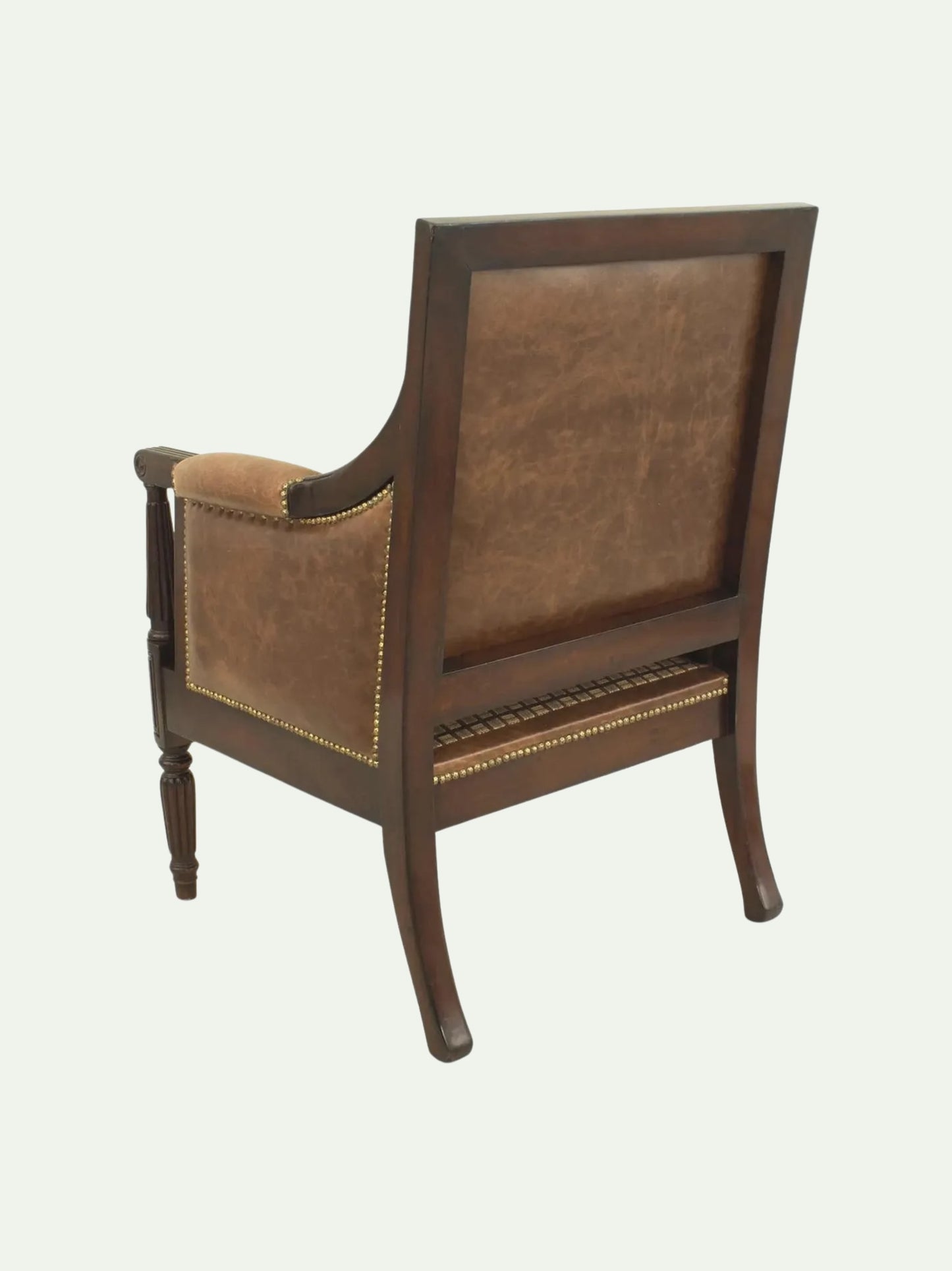 Sheraton Style Mahogany & Leather Library Armchair