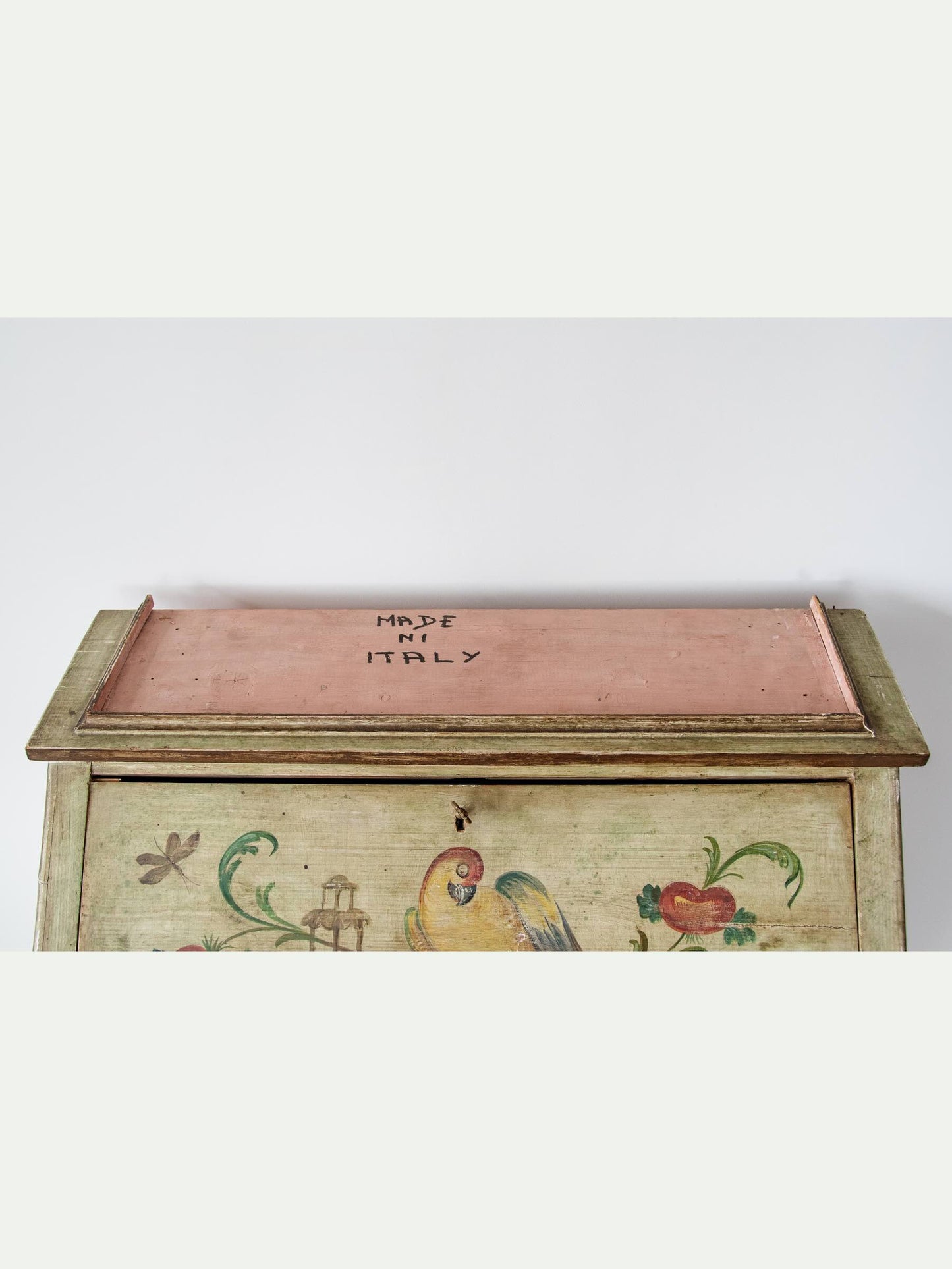 Venetian Folk Painted Secretary with Upper Bookshelf