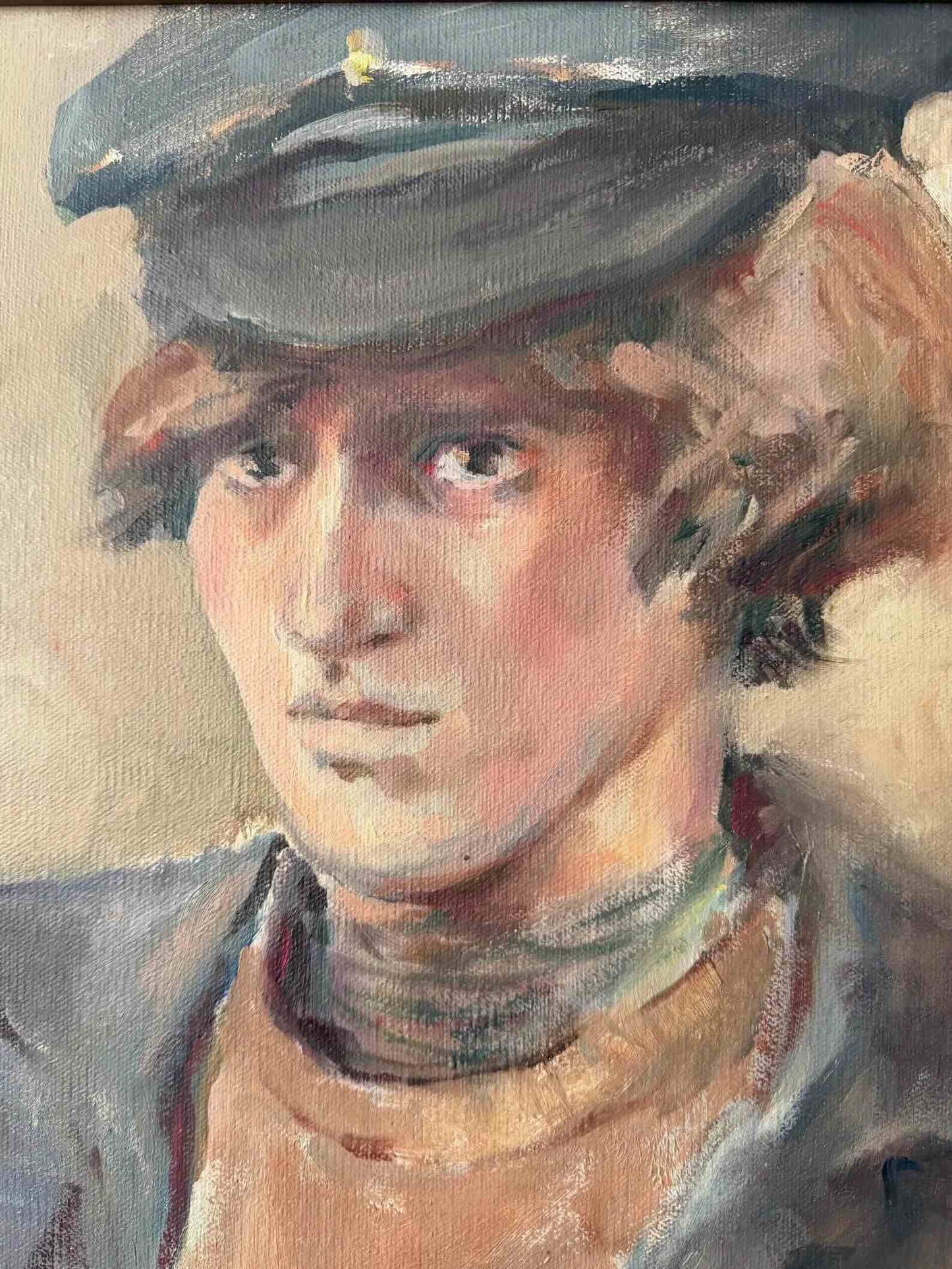 Vintage Oil on Canvas Portrait of a Boy | Signed Abby Walker