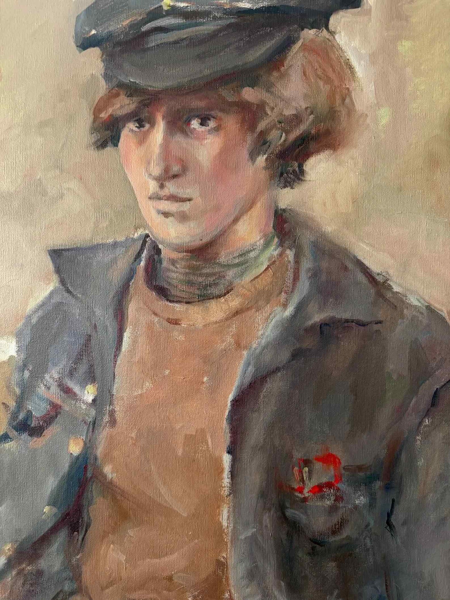 Vintage Oil on Canvas Portrait of a Boy | Signed Abby Walker